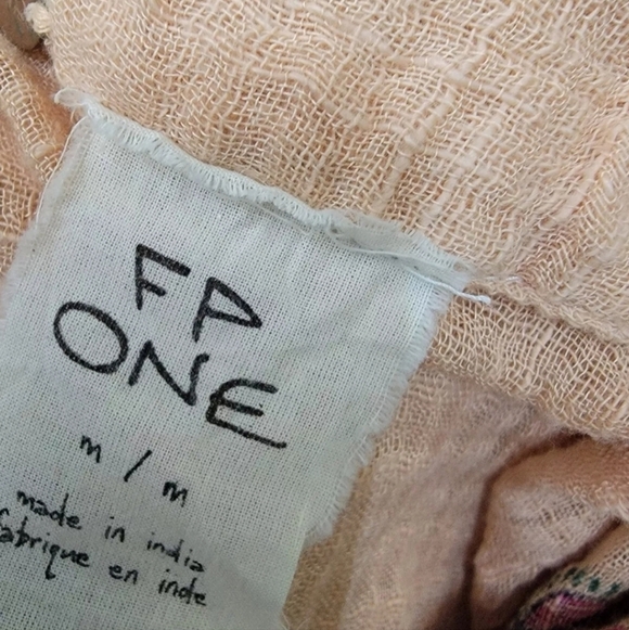 Free People One Papercur Shirt Dress Medium Gauze Sheer Cottagecore Beachy - Picture 9 of 11